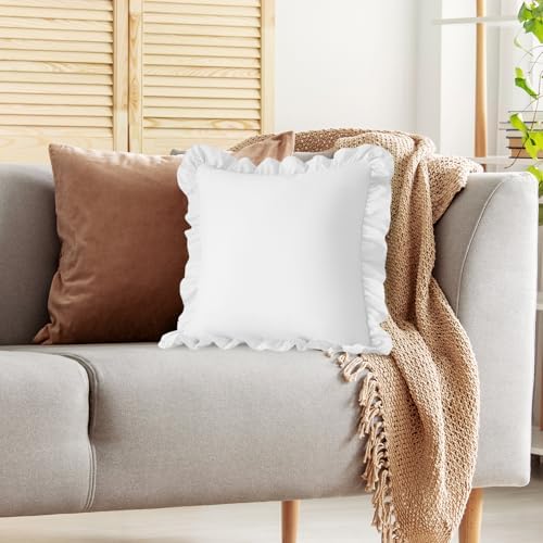KKJIAF 2 Pack Ruffle Pillow Cases 18x18 Inches, White - Image 5