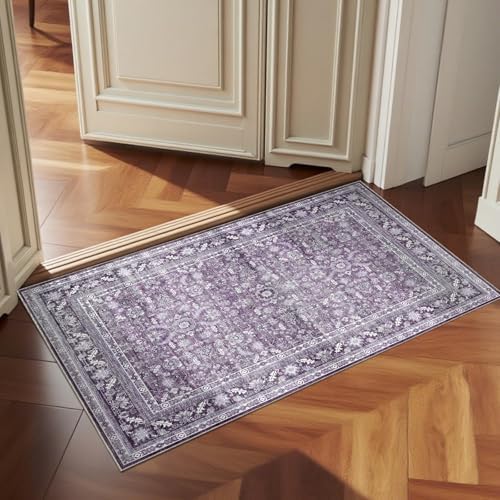 OPPODREAM Vintage Purple Area Rugs 2x3, Washable Rug for Living Room by OPPODREAM