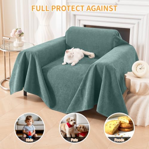 Deep Dream Cat-Scratch Resistant Armchair Couch Cover, Waterproof Sofa Cover for Dogs, Pet Friendly Couch Protectors Anti Slip Thickened Slipcovers for Dogs Pets, 71" x 91", Green - Image 5