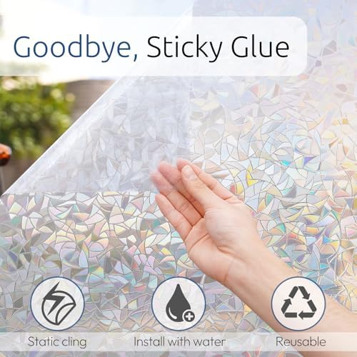 rabbitgoo Rainbow Window Privacy Film, Stained Glass Cling, 23.6" x 118.1" - Image 5