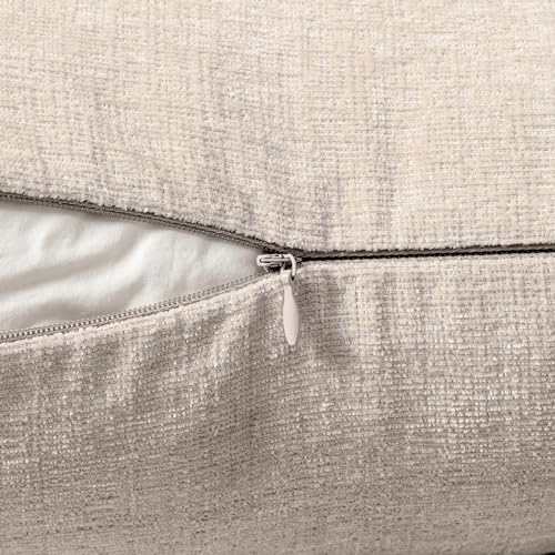 MIULEE Soft Chenille Lumbar Throw Pillow Covers Light Brown 12x20 Inch - Image 3