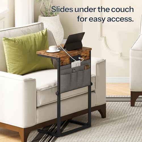 HOOBRO Side Tables for Couch, Adjustable Height C Shaped End Tables - Image 6