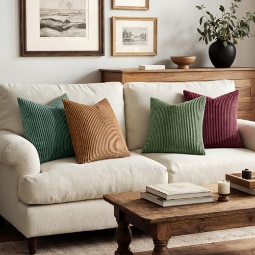 MIULEE Soft Corduroy Decorative Throw Pillow Covers Christmas Green 18x18 - Image 7