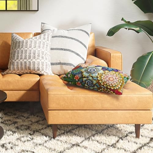 Snycler Boho Floral Throw Pillow Covers Set of 2 Colorful Boho Flower Decorative Cushions Pillowcase for Bedroom Sofa Home Decor, 12x20 Inch, Velvet, Short Plush - Image 5