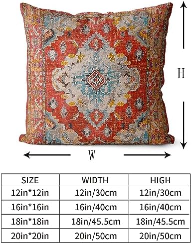 Snycler Boho Throw Pillow Covers 18x18 inch Set of 2 Boho Rug Carpet Double Sided Pattern Cotton Soft Pillow Case Cushion Cover Pillowcase for Couch Sofa Bed Decorative (Orange) - Image 3