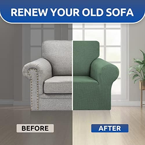 KEKUOU Stretch Chair Sofa Slipcover, Single Couch Cover,Greyish Green - Image 5