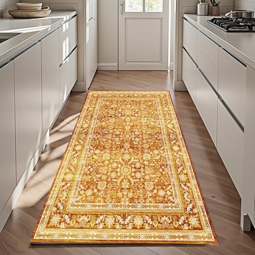 OPPODREAM Vintage Orange Area Rugs 3x6, Washable Rug for Living Room by OPPODREAM