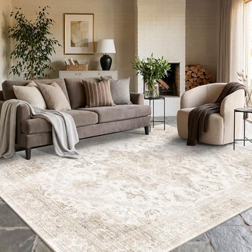 Rugxara 6x9 Cream Ivory Washable Area Rug for Living Room, Neutral Beige - Image 2