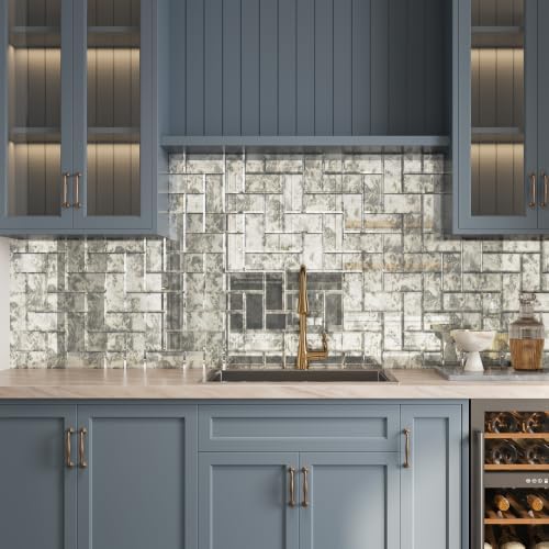 Lovdeco Peel & Stick Silver Antique Mirror Tile 3x6 Inch Beveled (40 Pcs) - Image 5