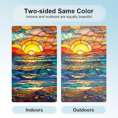 Window UV Protection Privacy Film:Non-Adhesive Static Cling Decorative Window Film with Installation Tools,Stained Glass Window Film for Kitchen,Study,Bathroom,and Shower Doors,17.7 x 39.4 inches. - Image 3