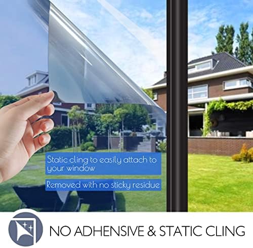 HIDBEA One Way Privacy Window Film,Heat Blocking, Blue,23.6in x 6.5ft - Image 5