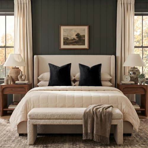 GIGIZAZA Black Velvet Pillow Covers 22x22 Decorative Pillows Pack of 2 - Image 6