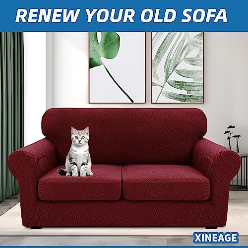 XINEAGE 3-Piece Stretch Loveseat Sofa Cover, Washable Couch Covers for Dog - Image 4
