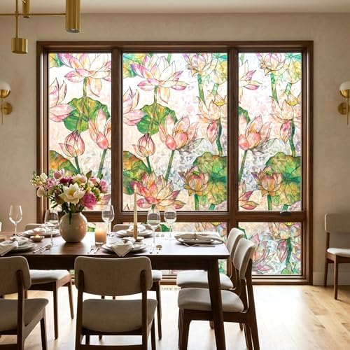 Lotus Flower 3D Prism Window Film Privacy Static Cling Anti UV 35x78.7in - Image 6