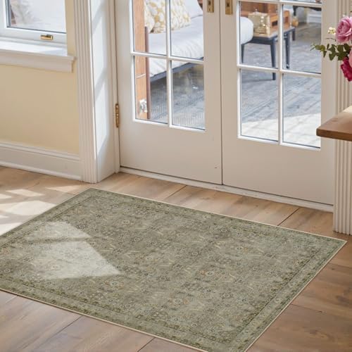 Rugxara 2x3 Entryway Rug Door Mat, Washable Samll Rug, Non Slip,Olive Green - Image 3
