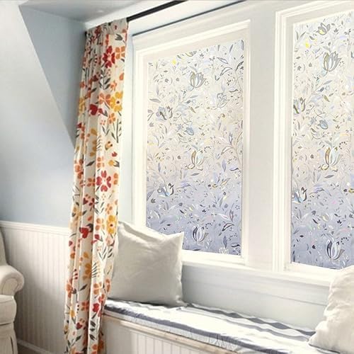 LEMON CLOUD Window Privacy Film, Tulip Stained Glass Sticker 17.5″ x 78.7″ - Image 3