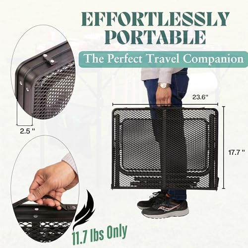 Folding Table w/ Carry Bag, Paper Towel Holder, Garbage Holder, Wing Panels, 3x2 FT Foldable Table for Portable Grill, Picnic, Outdoor, Beach, Small Folding Table Adjustable Height,Camping Table, BBQ - Image 4