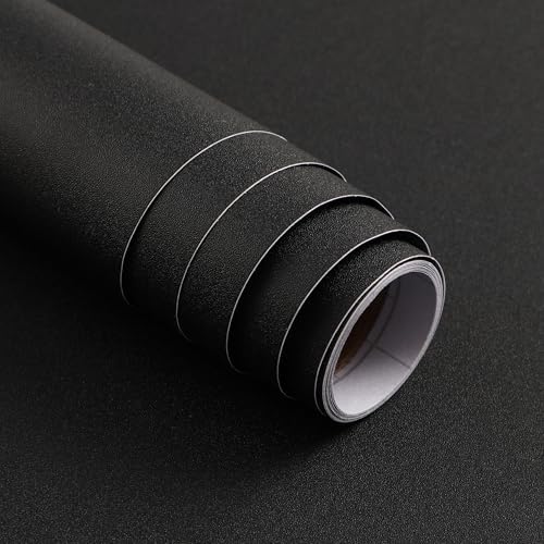 15.7" x 591" Black Wallpaper Black Contact Paper Waterproof Peel and Stick Self Adhesive Wallpaper Removable Easy to Clean Vinyl Film Decorative for Desk Wallcovering Furniture Countertop by Micpolo