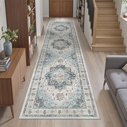 Madane Hallway Runner Rug 2x8 Washable Kitchen Rugs Non-Slip, Blue - Image 4