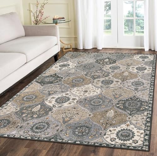 Lahome Moroccan Washable Area Rug, 5x7 Rugs for Living Room Indoor Non-Slip by Lahome