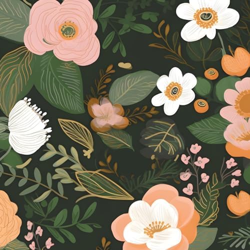 Danodoi Dark Green Vintage Floral Peel and Stick Wallpaper 17.5" x 118" | Waterproof Vinyl Self Adhesive Removable Renter Friendly Floral Contact Paper by DANODOI