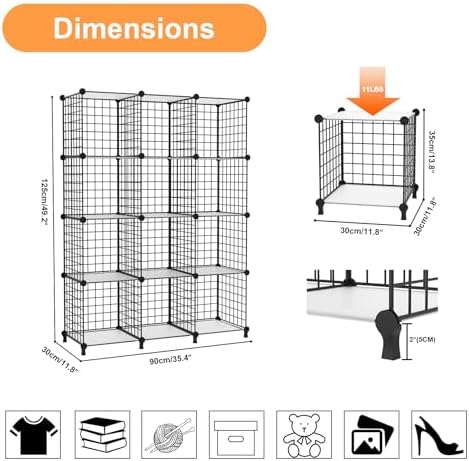 AWTATOS Wire 12 Cube Storage Organizer, Closet Storage Shelves Stackable - Image 5