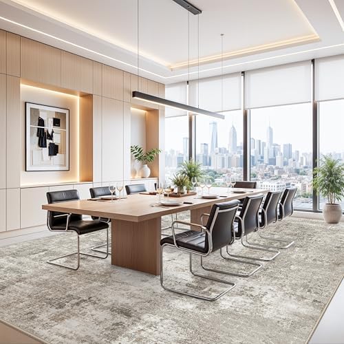 11x14 Area Rug for Living Room Washable – Large Neutral Room Size Bedroom Dining Room Rug Soft Low-Pile Modern Abstract Oversized Indoor Carpet – Non-Slip Stain-Resistant (Beige Grey) - Image 4
