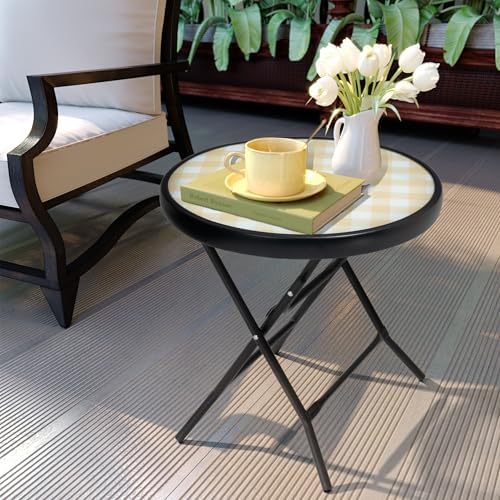 Outdoor Side Table, Small Patio End Table, Yellow - Image 2