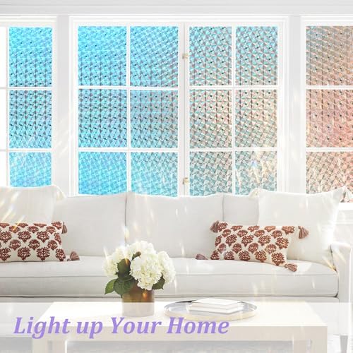 Windimiley Stained Glass Window Privacy Film, Rainbow Clings, 11.8" x 78.7" - Image 2