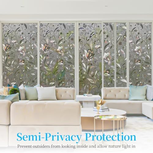 Niviy Window Privacy Film with Installation Tools, Frosted Glass Window Film, Heat Control Glass Clings, Window Vinyl Glass Covering for Home, (Grayish Black Tulip, 17.7 x 78.7 inch) - Image 4