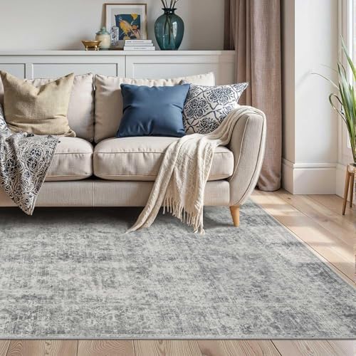 Rugxara Grey 4x6 Area Rug Washable Rug for Living Room Bedroom Office - Image 4