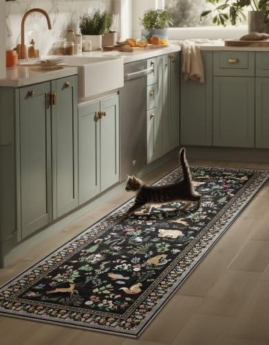 Machine Washable Kitchen Runner Rugs: 2'x6' Entryway Rug Non Slip Low Pile Stain Resistant Soft Carpet Runners for Hallways Indoor Kitchen Living Room Bedroom Farmhouse by palohom