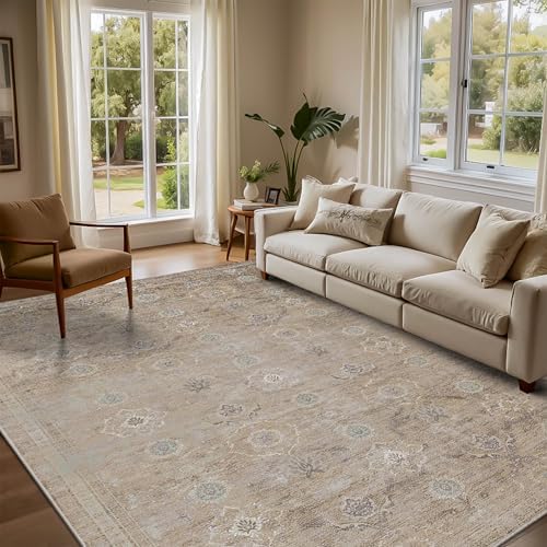 Rugxara Beige Neutral Area Rugs 5x7 Washable Rug for Living Room Bedroom - Image 2