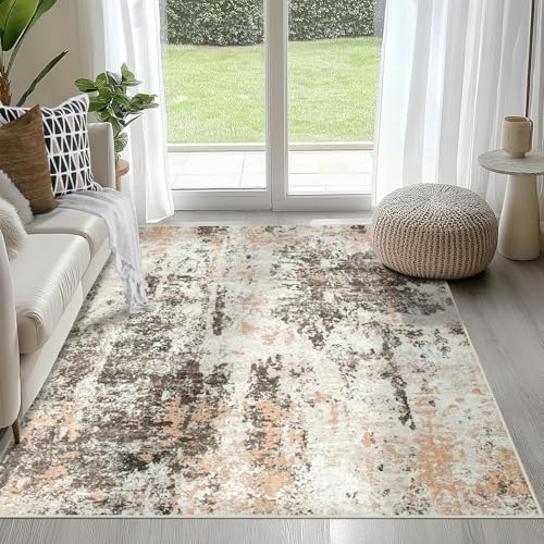 4x6 Area Rugs for Living Room Washable Bedroom Dining Room Brown Beige by Aelenmu