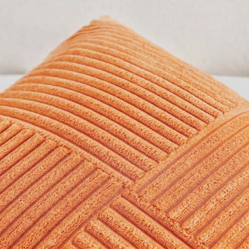 Fancy Homi 2 Packs Burnt Orange Lumbar Decorative Throw Pillow Covers 14x24 Inch for Couch Bed Sofa, Farmhouse Boho Home Decor, Soft Striped Corduroy Rectangle Accent Cushion Case 35x60 cm - Image 4