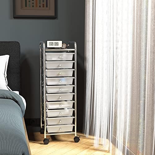 Simple Houseware 10 Drawers Rolling Utility Cart Organizer, Chrome - Image 6