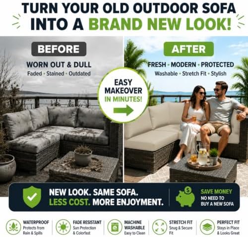 8 Pcs Outdoor Cushion Covers, Patio Sofa Cushion Covers Replacement - Image 3