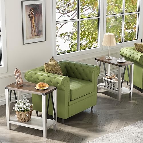 ChooChoo Farmhouse End Tables Living Room Set of 2, Narrow Side Tables - Image 2