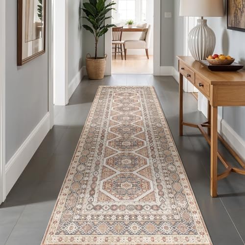 Ksrau 3x10 Runner Rug Washable Vintage: Non Slip Hallway Runners Brick - Image 5