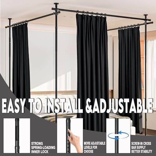 Room Divider No Driling Curtain Rods,Wide Wall Divider for Room Separation - Image 3