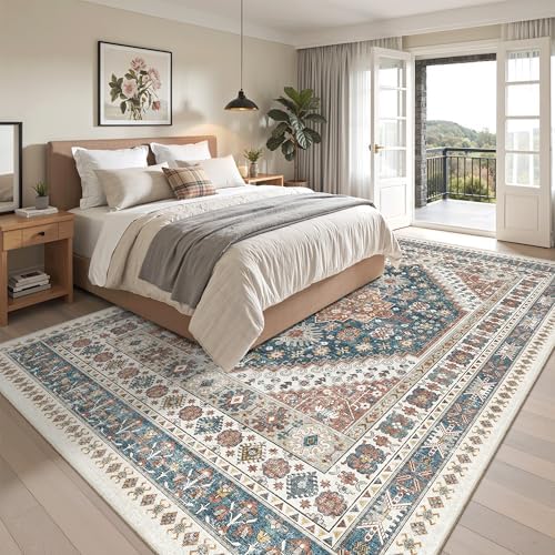 Madane 8x10 Area Rugs for Living Room, Non-Slip Washable Rug, Navy Blue - Image 3