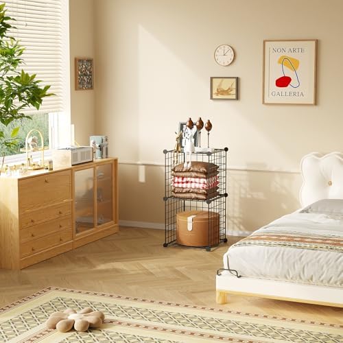 C&AHOME Wire Cube Storage, 2-Cube Storage Organizer Metal, C Grids, Black - Image 2