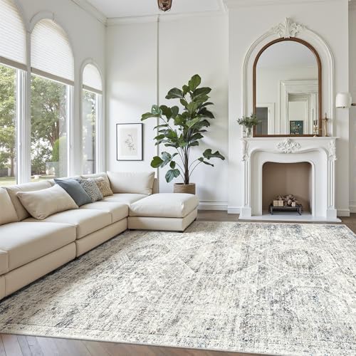 Soalmost Washable Area Rug 8x10 Large Soft Living Room Rugs Blue/Ivory - Image 2