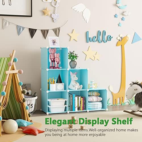 C&AHOME 6-Cube Storage Organizer Cube Shelf Closet Storage Bookcase, Blue - Image 4