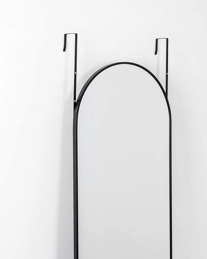 BEVERDY Over The Door Mirror - 16"x50" Full Length Arched Vertical Wall Mirror, Black - Image 4