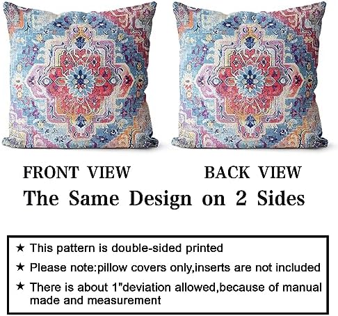 Snycler Antique Boho Hereke Rug Print Boho Throw Pillow Cover 24x24 Inch Set of 2 Double Sided Decorative Soft Throw Pillow Case Cushion Case for Home Decor Living Room Bed Couch Car - Image 2
