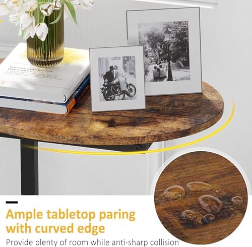 Hosfais Small Side Table Set of 2, C-Shaped Wood Sofa End Table with Metal Frame for Living Room, Bedroom, Small Spaces (Rustic Brown) - Image 5