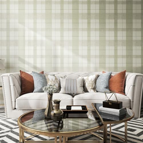 Timeet Modern Peel and Stick Wallpaper Wallpaper Light Green Gray Boho Contact Paper Waterproof Self Adhesive Removable Textured Wall Paper for Bedroom Bathroom Cabinets Wall Decor Vinyl 17.3" x 200" - Image 3