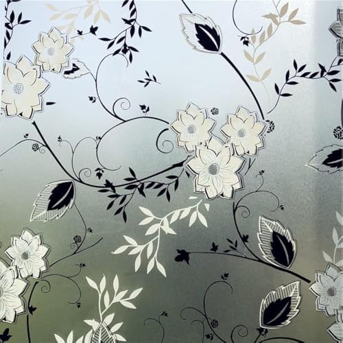 Window Privacy Film for Glass, Floral Removable Static Film, 23.6x78.7 Inch by Hoonng