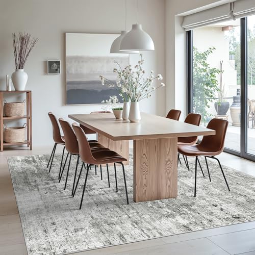 Soalmost Abstract Rug 8x10 Large Living Room Area Rugs Washable Gray/White - Image 4